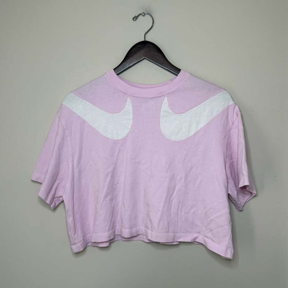 Nike Sportswear Swoosh Women's Cropped T-Shirt Pink White Medium